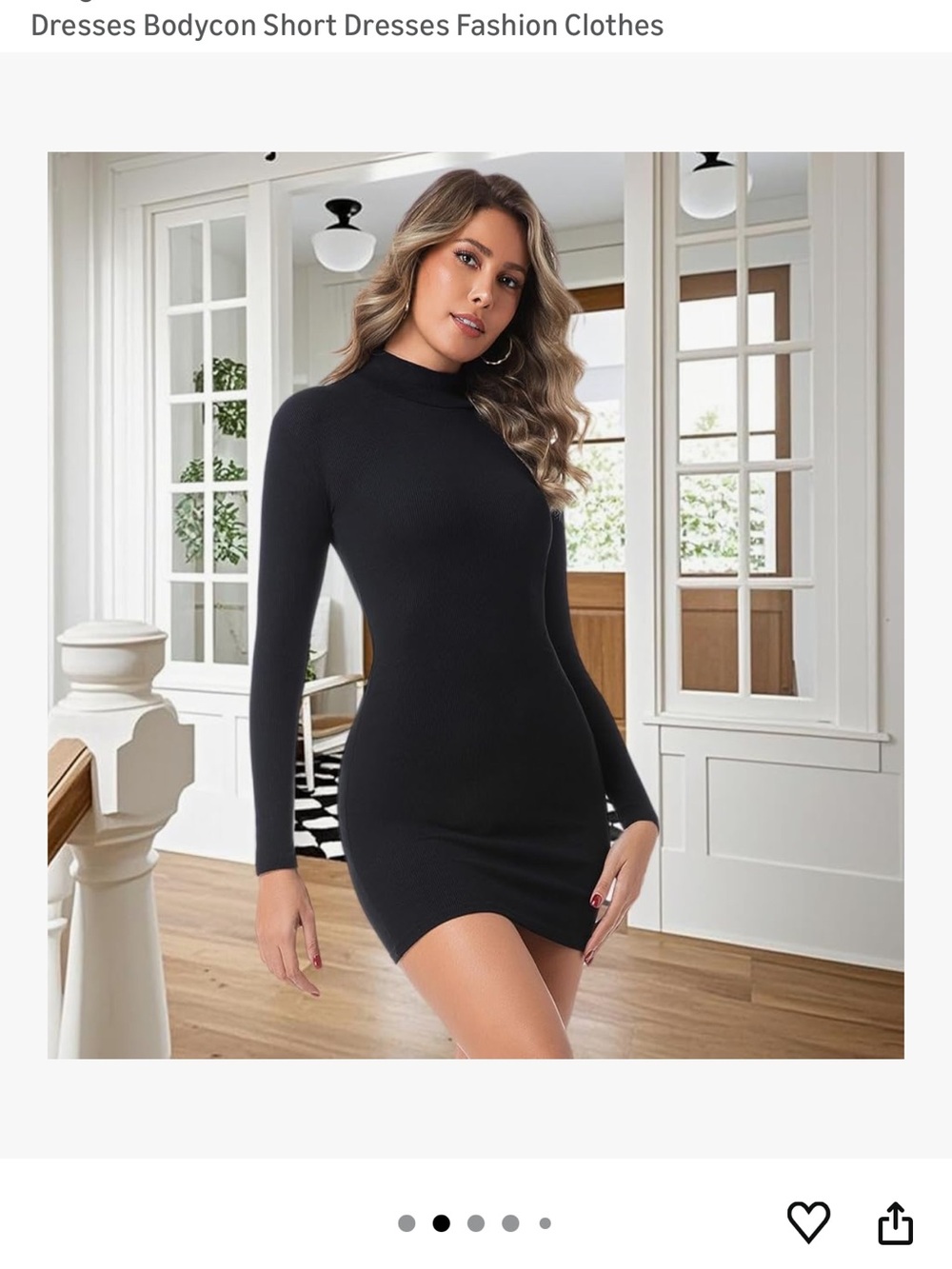 Amazon Black Long-Sleeve Bodycon Mini Dress